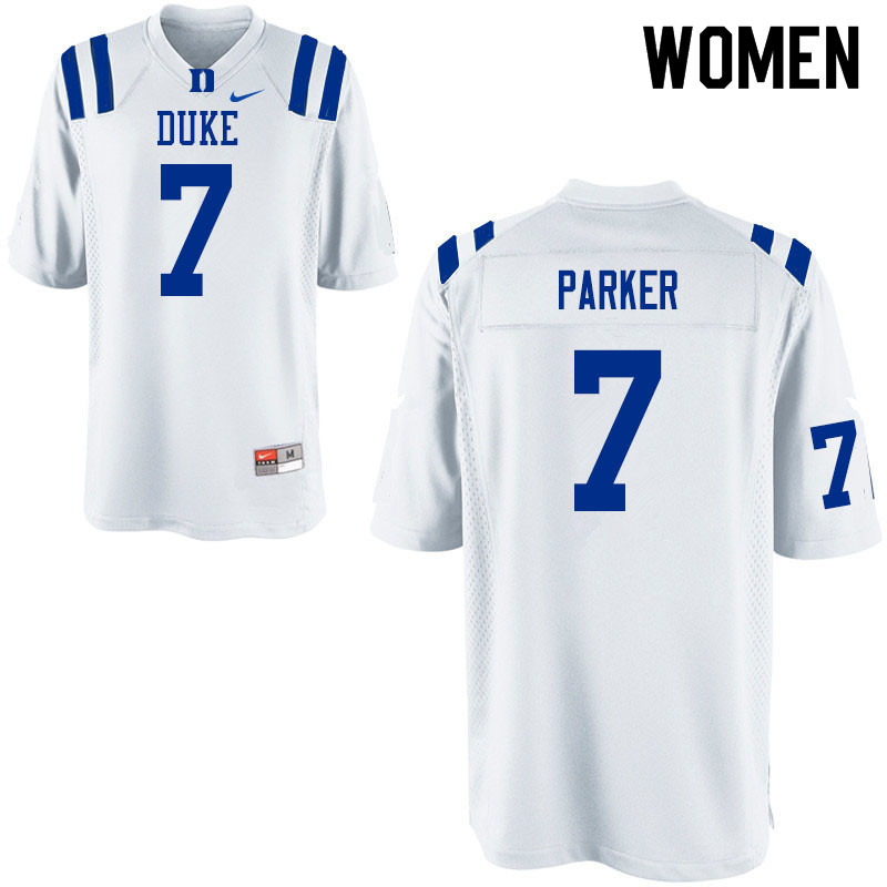 Women #7 Ace Parker Duke Blue Devils College Football Jerseys Sale-White - Click Image to Close